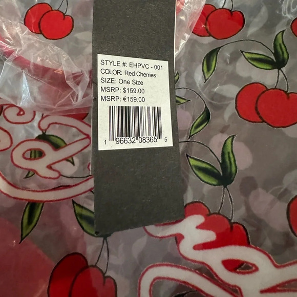 NWT Ed Hardy Y2K Brand PVC Clear Large Two Sided Cherry Print Tote - Picture 9 of 10